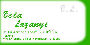 bela lazanyi business card